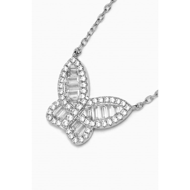 By Adina Eden - Pavé Baguette Butterfly Necklace in Sterling Silver