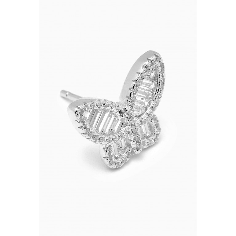 By Adina Eden - Pavé Baguette Butterfly Stud Earrings in Sterling Silver Silver