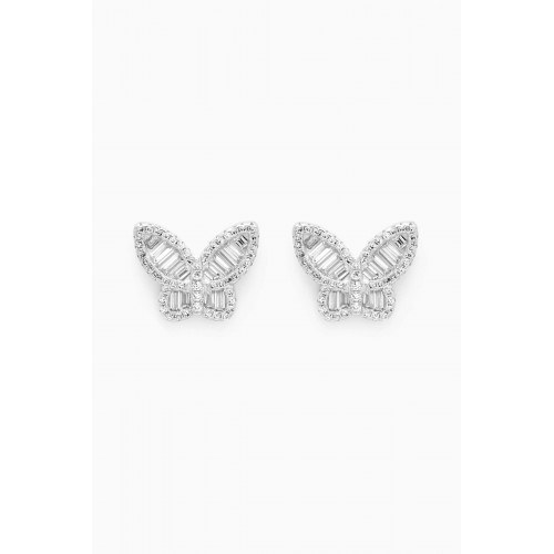 By Adina Eden - Pavé Baguette Butterfly Stud Earrings in Sterling Silver Silver