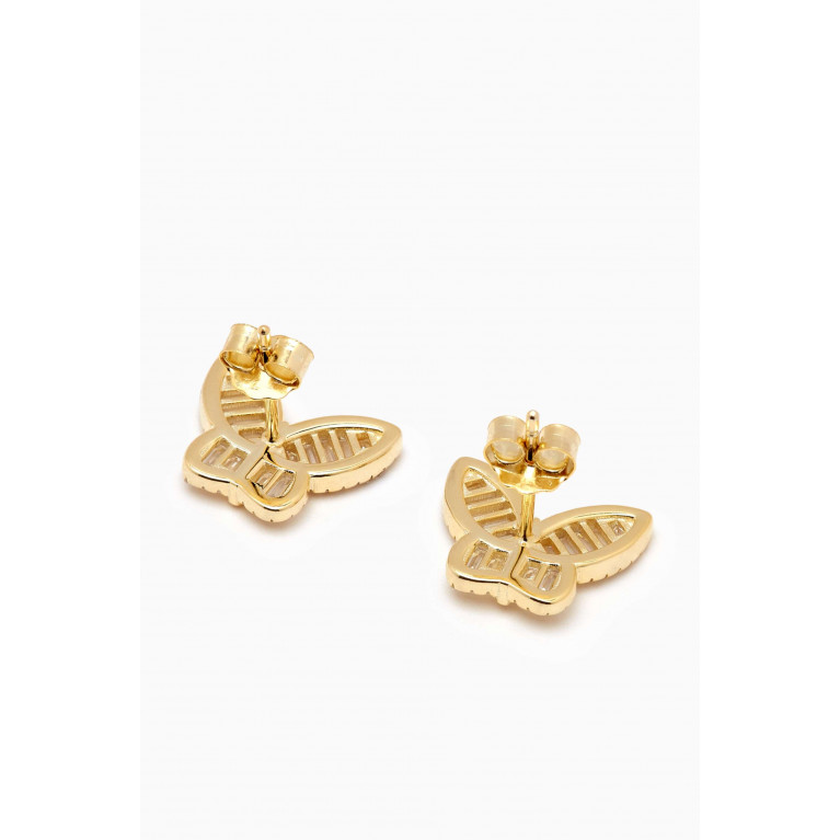 By Adina Eden - Pavé Baguette Butterfly Stud Earrings in Gold-plated Sterling Silver Yellow