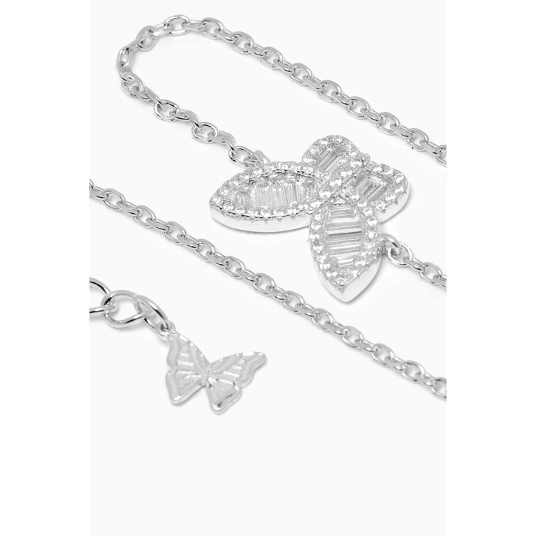 By Adina Eden - Pavé Baguette Butterfly Bracelet in Sterling Silver Silver
