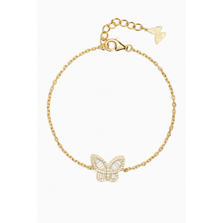 By Adina Eden - Pavé Baguette Butterfly Bracelet in Gold-plated Sterling Silver Yellow