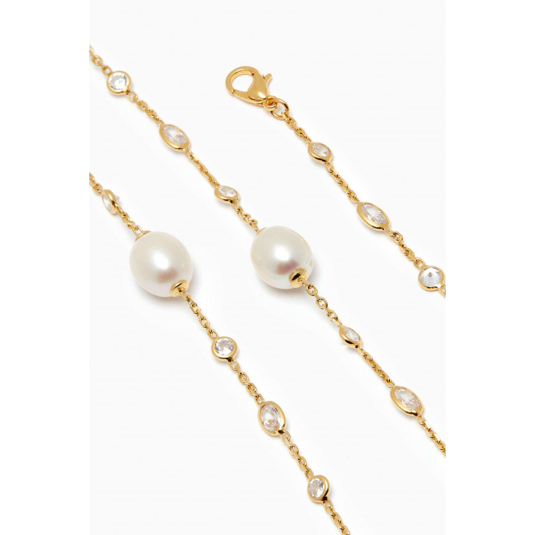 By Adina Eden - Pearl & Diamond By the Yard Necklace in Gold-plated Sterling Silver