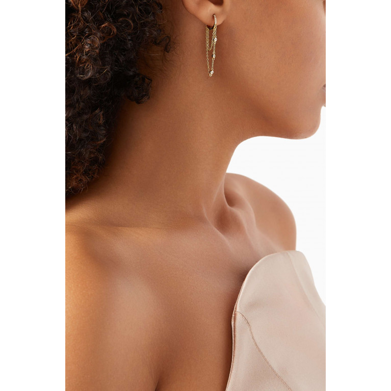 By Adina Eden - Crystal Chain Earrings in Gold-plated Sterling Silver