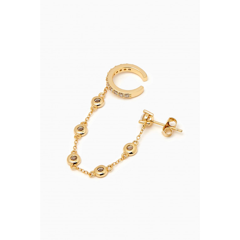 By Adina Eden - By the Yard Single Chain Stud Ear Cuff in Gold-plated Sterling Silver