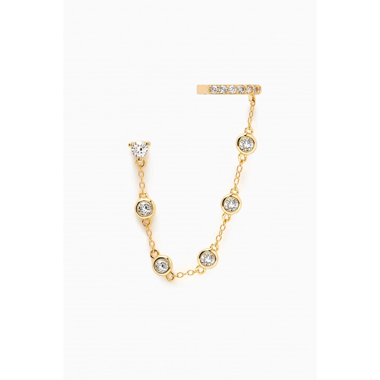 By Adina Eden - By the Yard Single Chain Stud Ear Cuff in Gold-plated Sterling Silver