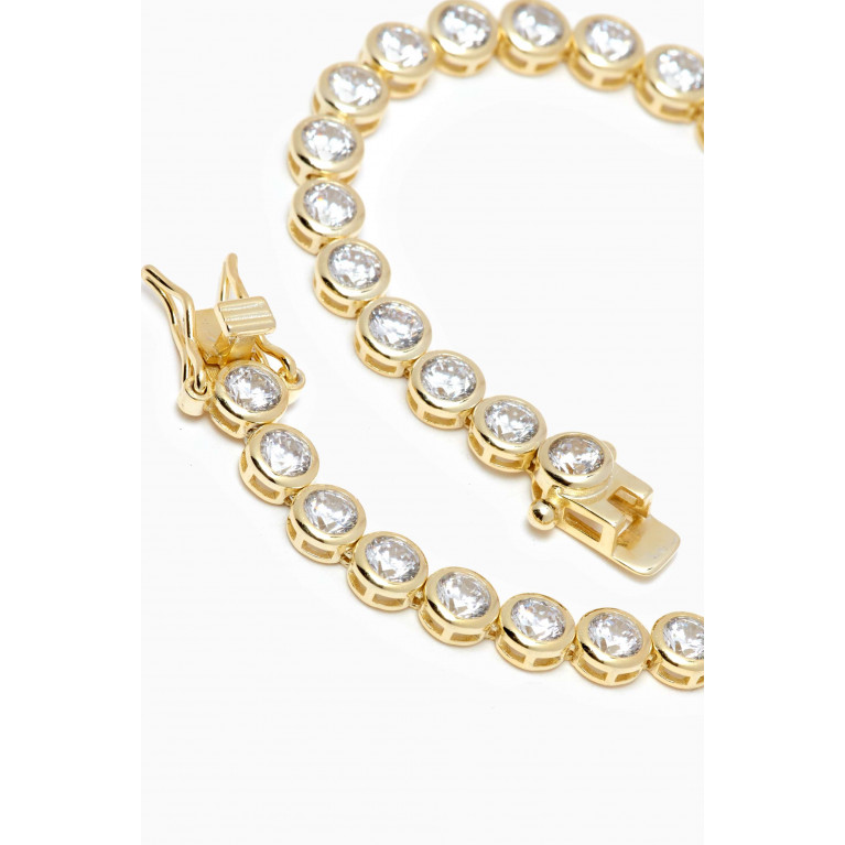 By Adina Eden - Round-set Crystal Tennis Bracelet in Gold-plated Sterling Silver