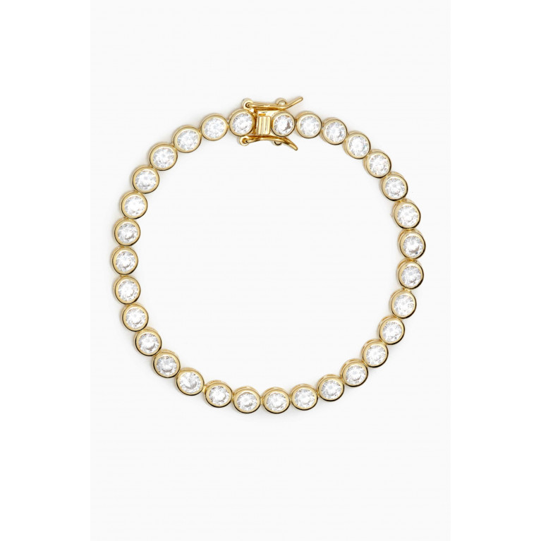 By Adina Eden - Round-set Crystal Tennis Bracelet in Gold-plated Sterling Silver