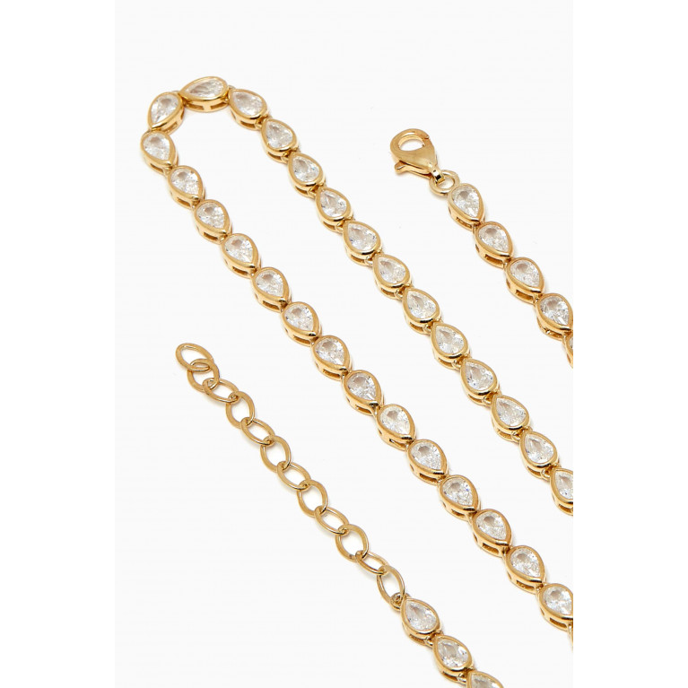 By Adina Eden - Teardrop Crystal Tennis Necklace in Gold-plated Sterling Silver