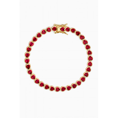 By Adina Eden - Heart-set Crystal Tennis Bracelet in Gold-plated Sterling Silver