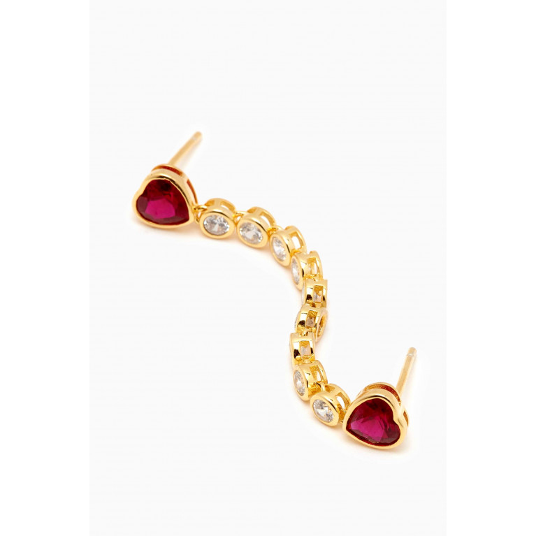 By Adina Eden - Double Heart Chain Single Earring in Gold-plated Sterling Silver