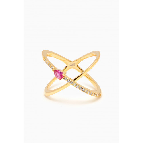 By Adina Eden - Teardrop Criss-cross Ring in Gold-plated Sterling Silver