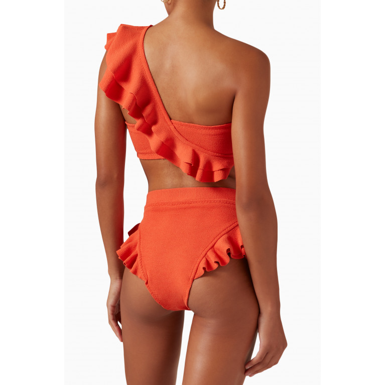 Clube Bossa - Turbe High-waist Bikini Bottoms in Stretch Nylon Orange