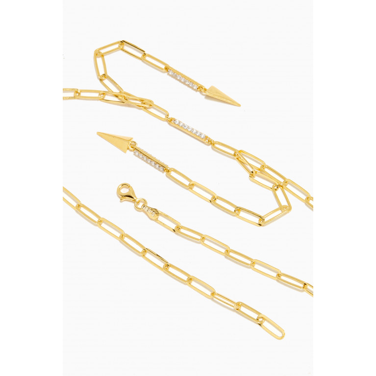 MER"S - Celestial CZ Chain-link Necklace in 24kt Gold-plated Sterling Silver