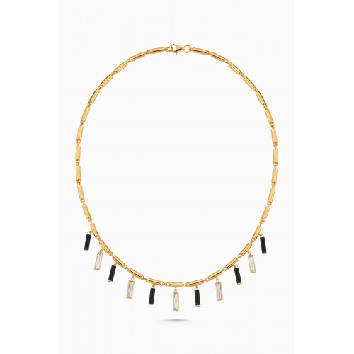 MER"S - New Obsession CZ & Enamel Necklace in 24kt Gold-plated Sterling Silver