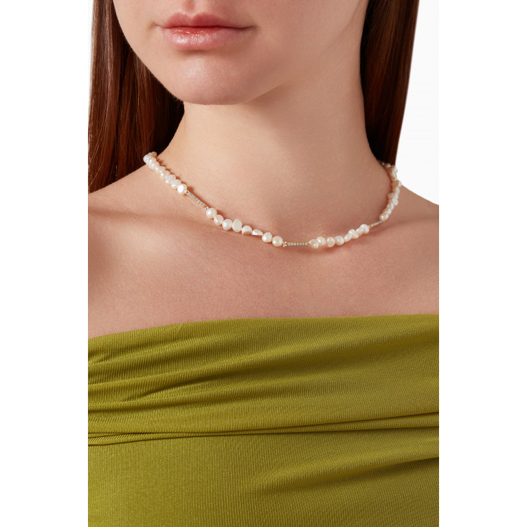 MER"S - Beyond Beautiful Pearl & CZ Necklace in 24kt Gold-plated Sterling Silver