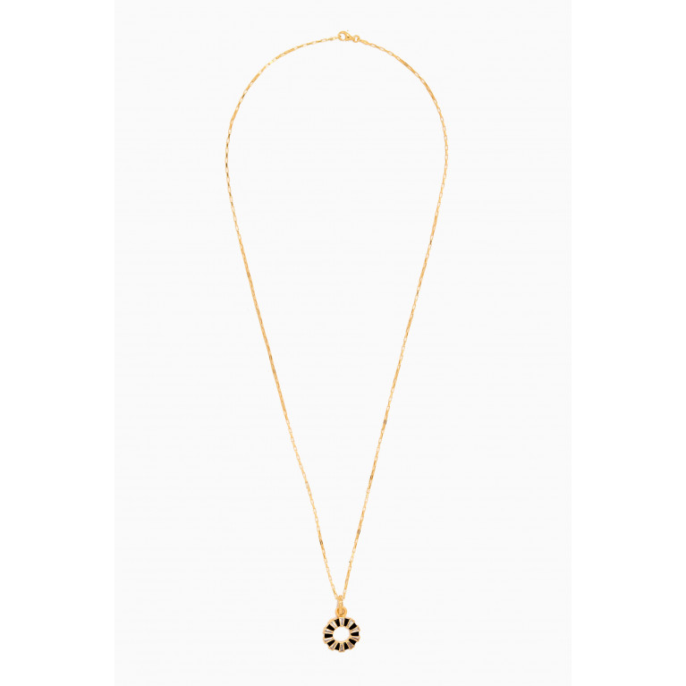 MER"S - CZ & Enamel Pendant Necklace in 24kt Gold-plated Sterling Silver