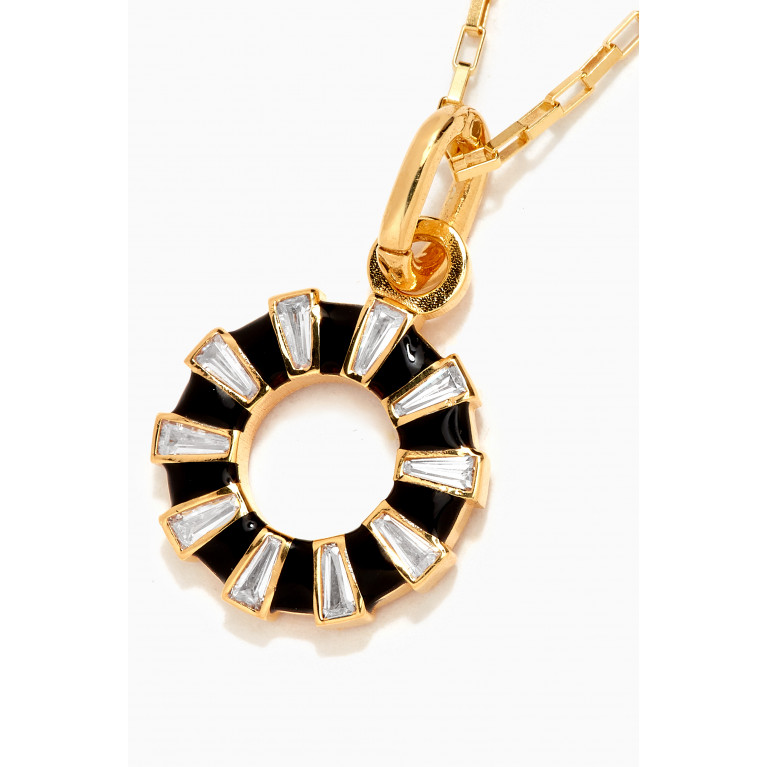 MER"S - CZ & Enamel Pendant Necklace in 24kt Gold-plated Sterling Silver