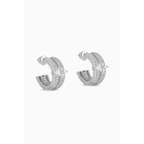 MER"S - Halo Huggie Earrings in Rhodium-plated Sterling Silver