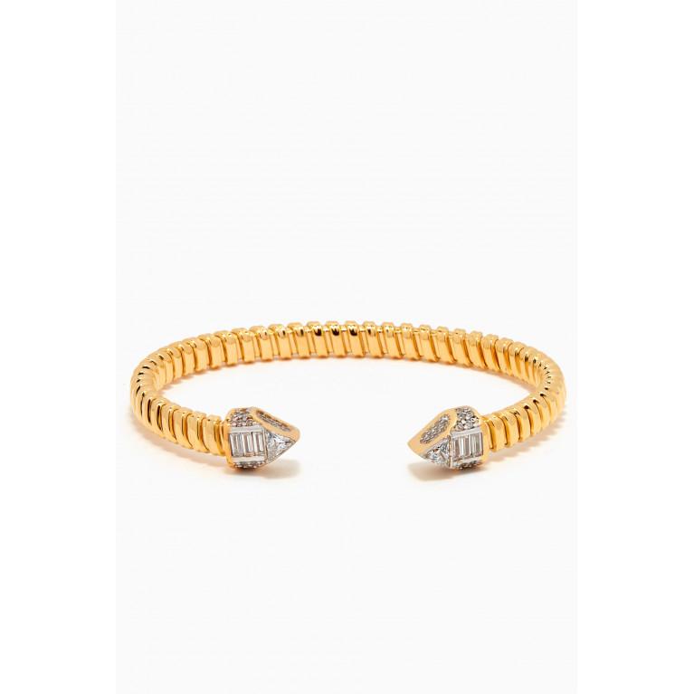 MER"S - Celebration CZ Cuff Bracelet in 24kt Gold-plated Sterling Silver
