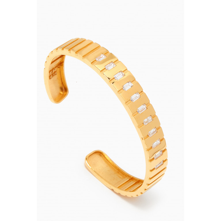 MER"S - We are Bold CZ Cuff Bracelet in 24kt Gold-plated Sterling Silver