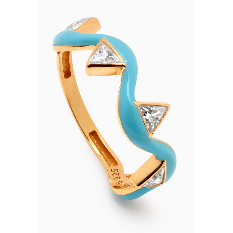 MER"S - Luminous Flare Ring in 24kt Gold-plated Sterling Silver Blue
