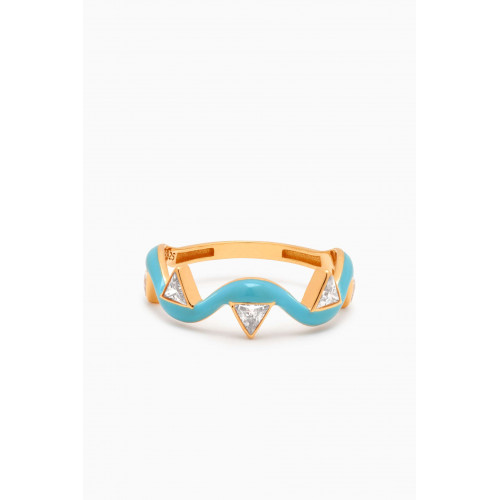 MER"S - Luminous Flare Ring in 24kt Gold-plated Sterling Silver Blue