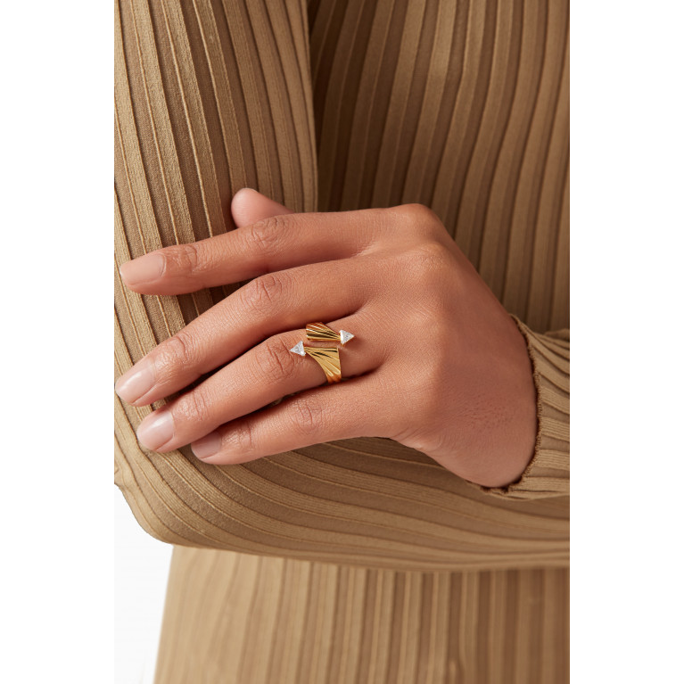 MER"S - Golden Flame Ring in 24kt Gold-plated Sterling Silver