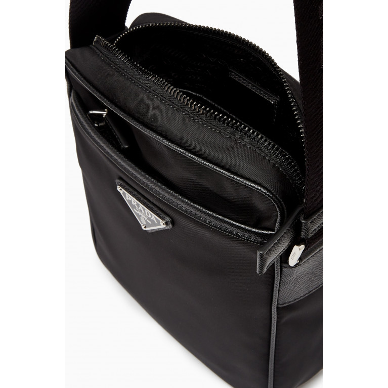 Prada - Logo Zip Shoulder Bag in Re-Nylon & Saffiano Leather