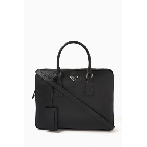 Prada - Logo Briefcase in Saffiano Leather