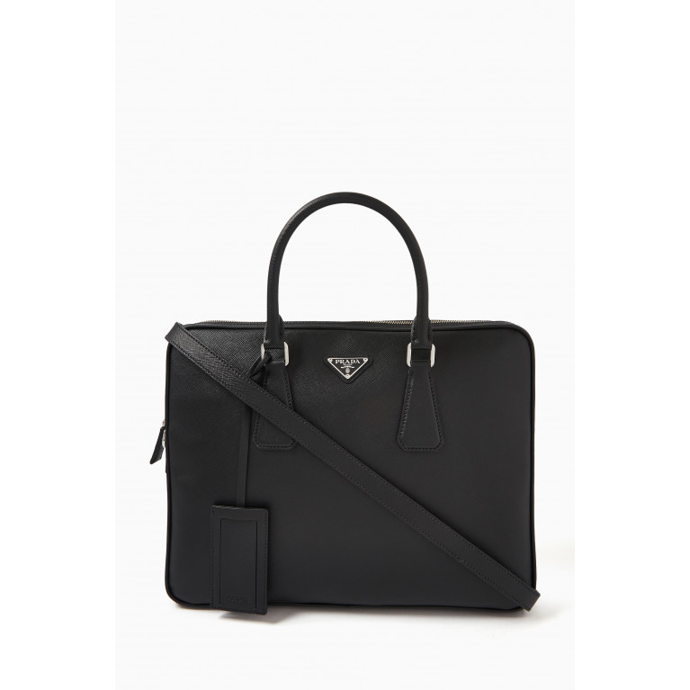 Prada - Logo Briefcase in Saffiano Leather