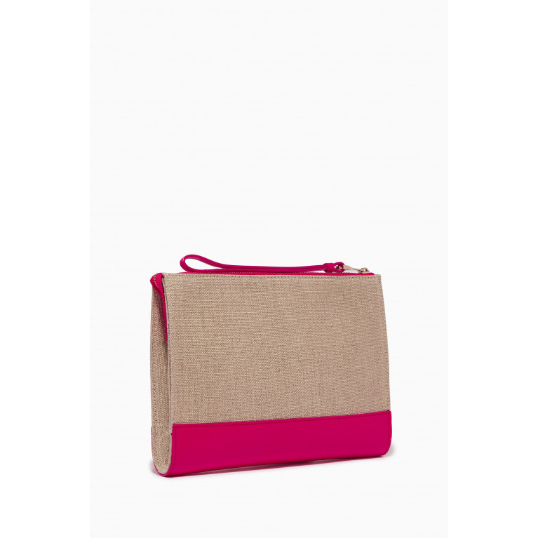 Chloé - Sense Zippered Pouch in Linen & Leather Pink
