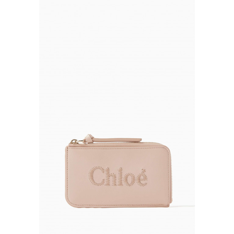 Chloé - Small Logo Sense Coin Purse in Shiny Calfskin Pink
