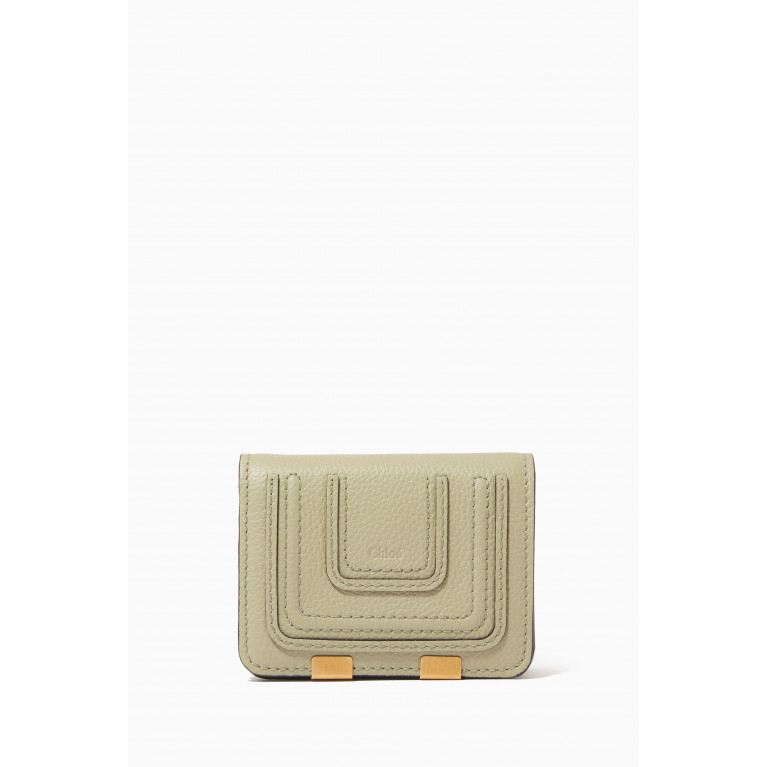 Chloé - Small Marcie Wallet in Grained Calfskin Leather Green