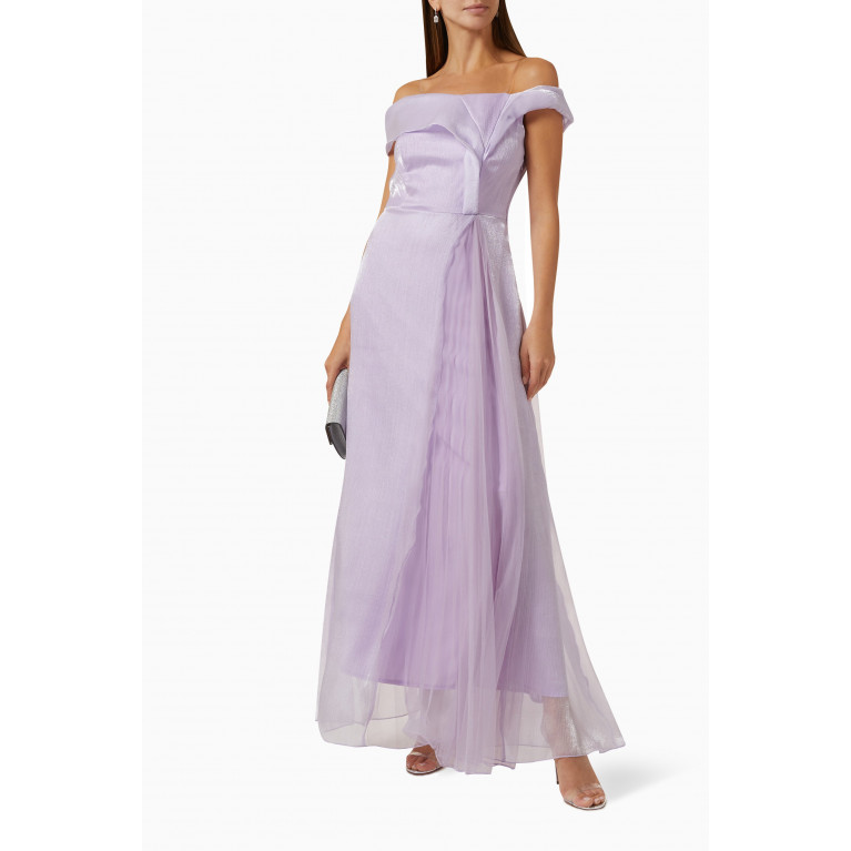 Amri - Off-shoulder Maxi Dress Purple
