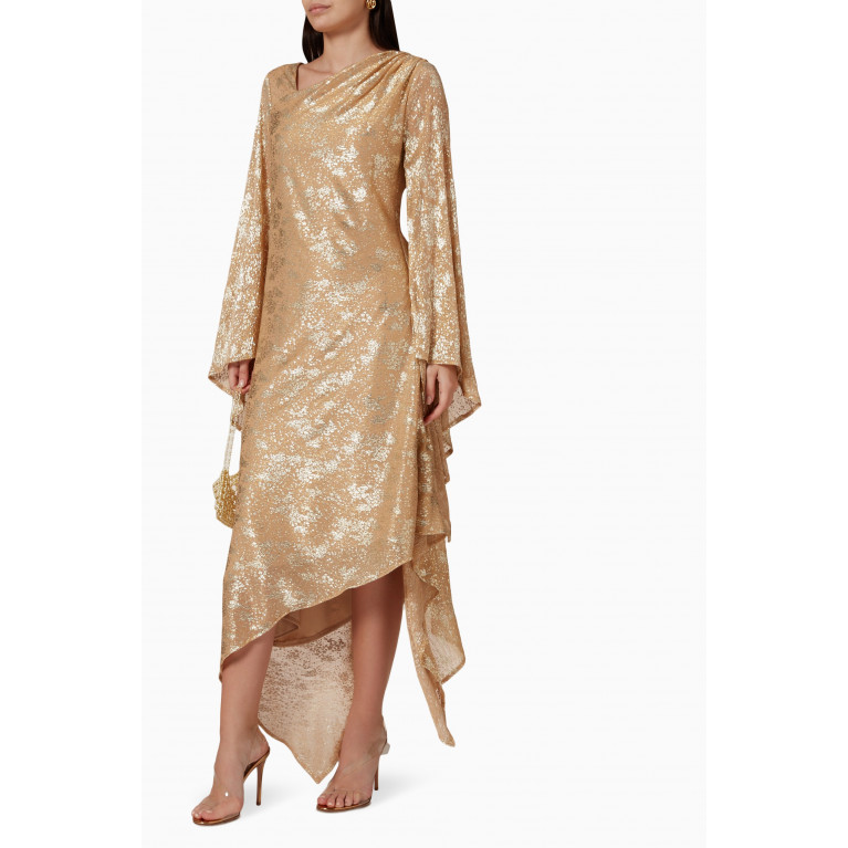 Amri - Kaftan Belted Midi Dress Gold