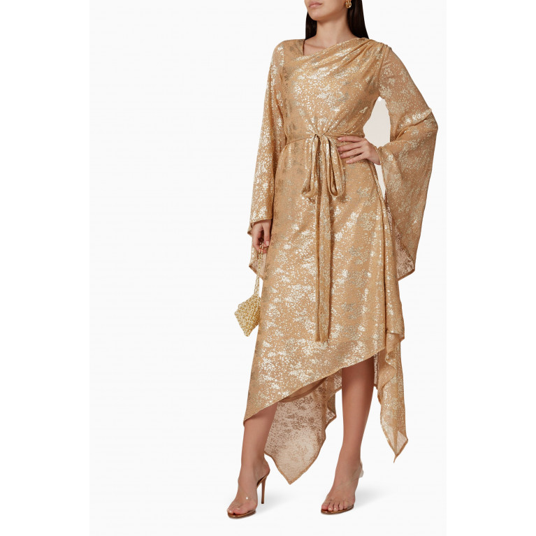 Amri - Kaftan Belted Midi Dress Gold