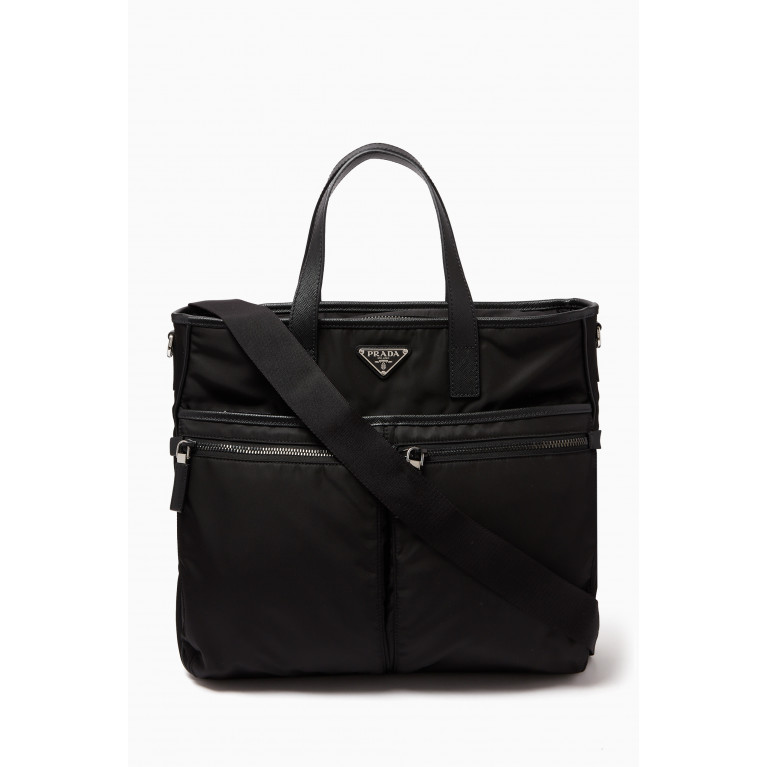 Prada - Large Tote Bag in Re-Nylon & Saffiano Leather