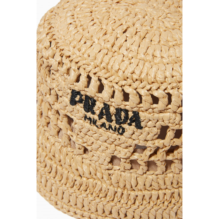 Prada - Logo Bucket Hat in Viscose Raffia Neutral