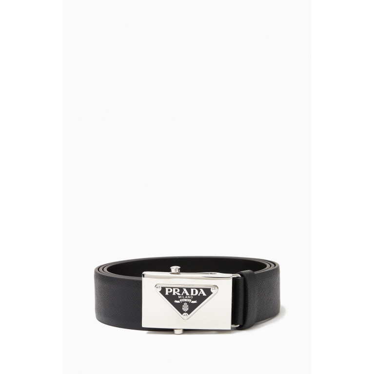Prada - Triangle Logo Belt in Leather