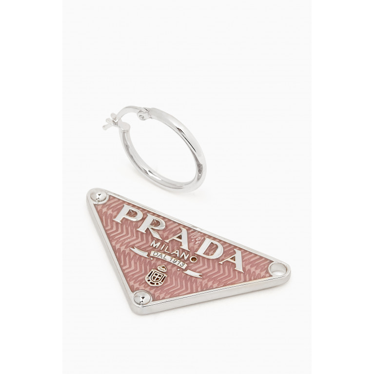 Prada - Triangle Logo Single Pendant Earring in Metal Pink