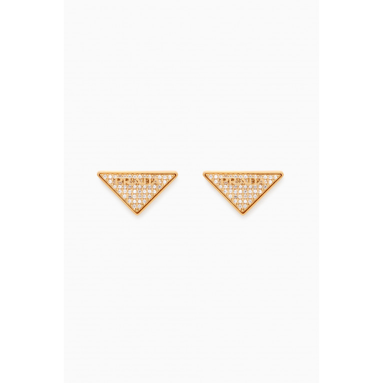 Prada - Crystal-studded Logo Stud Earrings in Metal