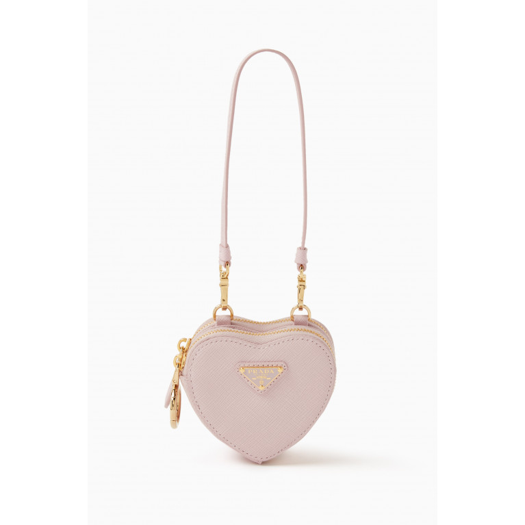 Prada - Heart Double Pouch in Saffiano Leather Pink