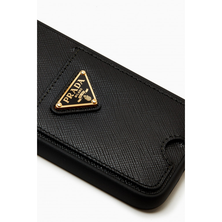 Prada - Triangle Logo iPhone 14 Case in Saffiano Leather