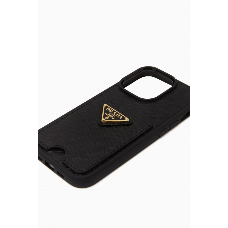 Prada - Logo iPhone 14 Pro Phone Case in Saffiano Leather