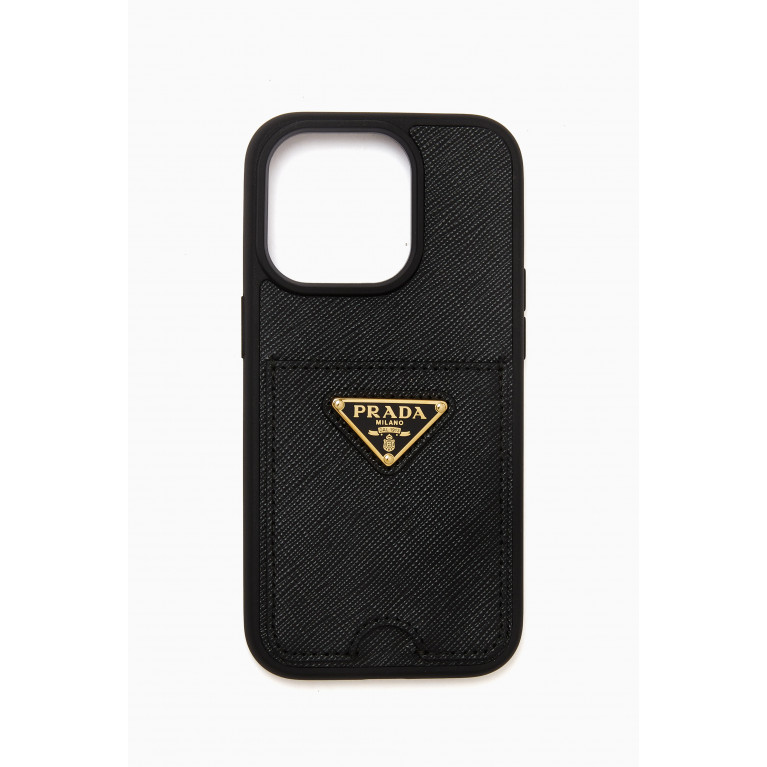 Prada - Logo iPhone 14 Pro Phone Case in Saffiano Leather
