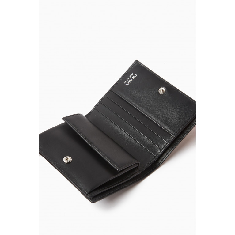 Prada - Small Bi-fold Wallet in Brushed Leather Black