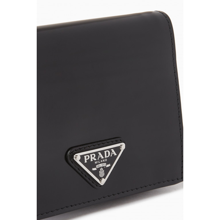 Prada - Small Bi-fold Wallet in Brushed Leather Black