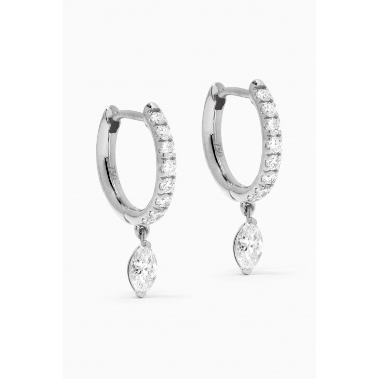 Fergus James - Marquise Drop Diamond Hoops in 18kt White Gold