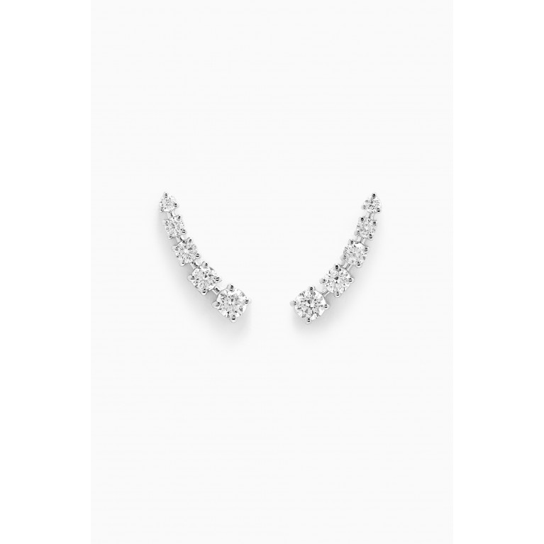 Fergus James - Half Moon Diamond Bar Earrings in 18kt White Gold